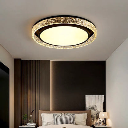 Crystal Halo LED Ceiling Light | Remote Dimmable Flush Mount Fixture For Bedrooms and Hallways