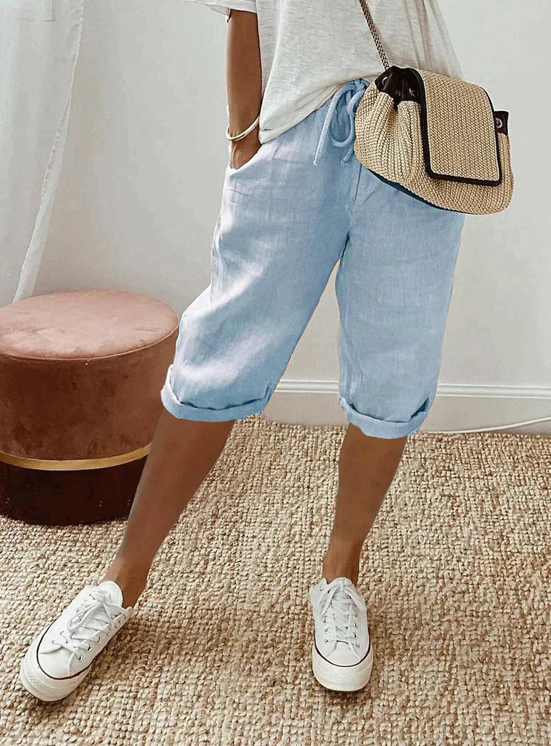 Jannah Loose-Fit Linen Capri Pants