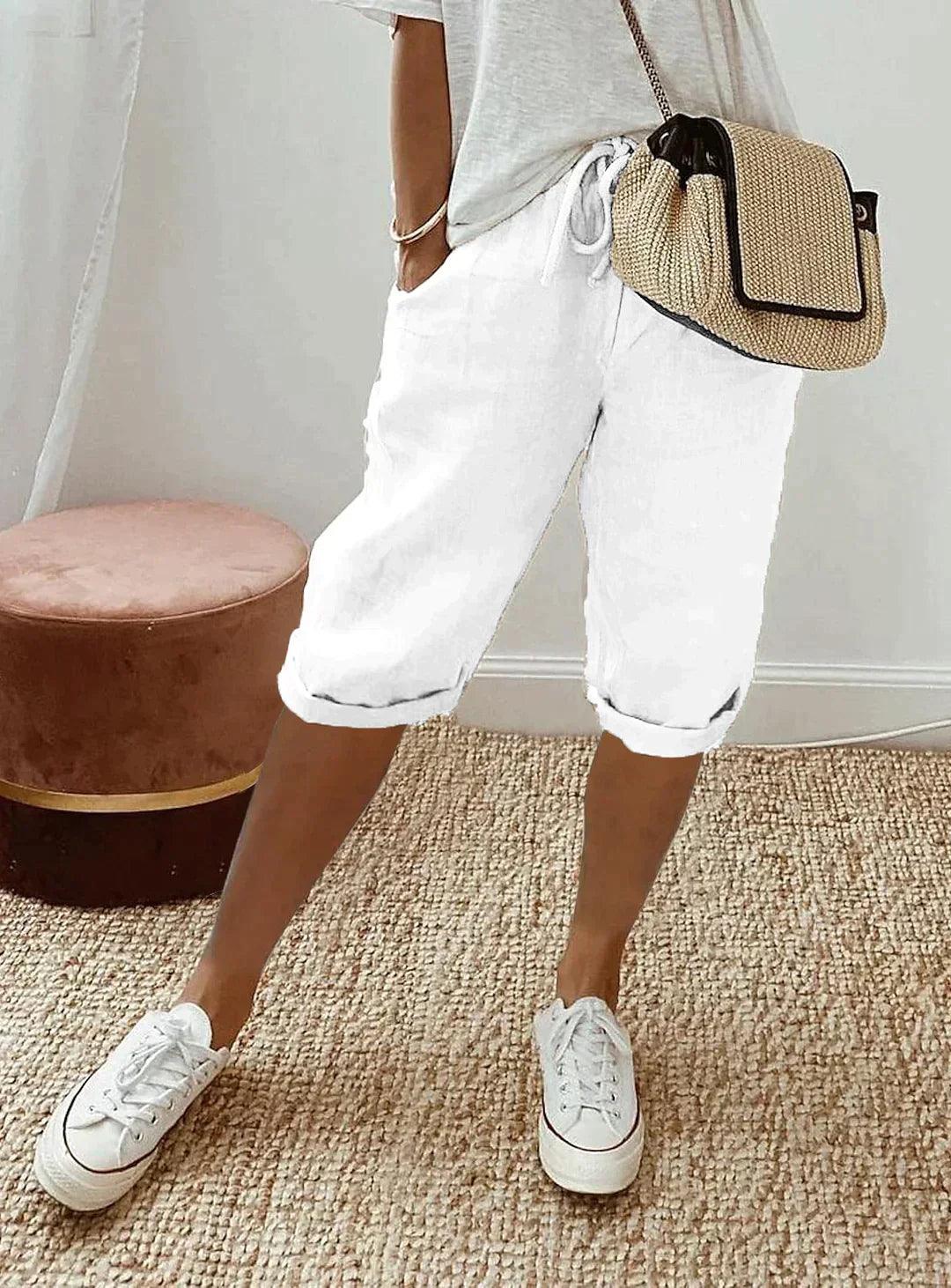 Jannah Loose-Fit Linen Capri Pants