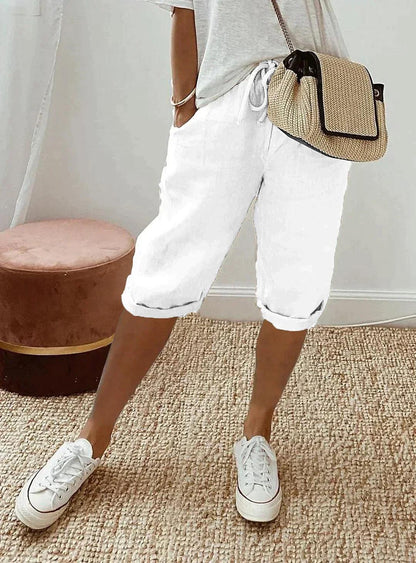 Jannah Loose-Fit Linen Capri Pants