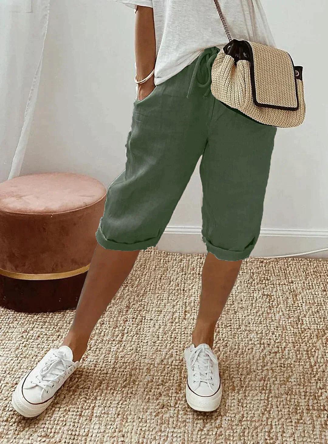 Jannah Loose-Fit Linen Capri Pants