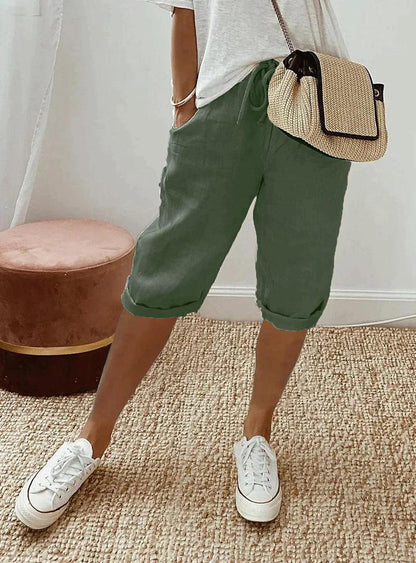 Jannah Loose-Fit Linen Capri Pants