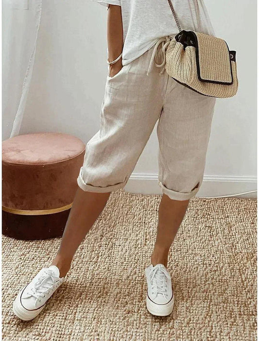 Jannah Loose-Fit Linen Capri Pants