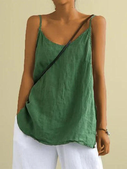 Jannat Linen Spaghetti Strap Summer Top