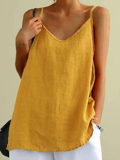 Jannat Linen Spaghetti Strap Summer Top