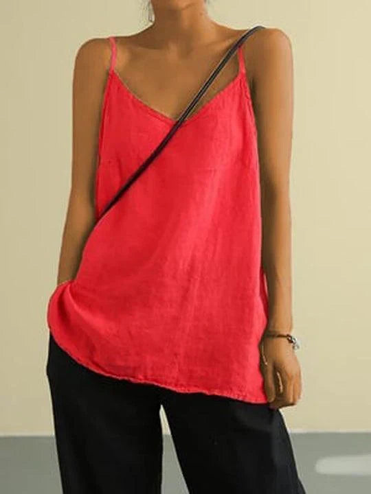 Jannat Linen Spaghetti Strap Summer Top