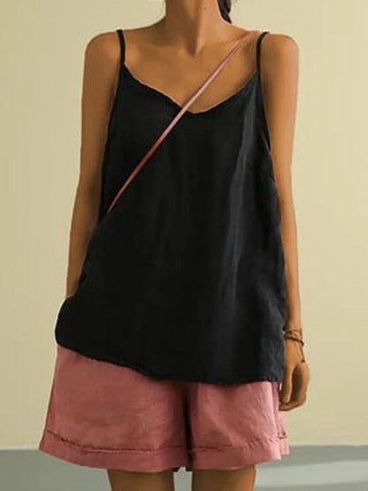 Jannat Linen Spaghetti Strap Summer Top
