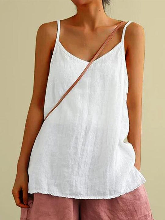 Jannat Linen Spaghetti Strap Summer Top