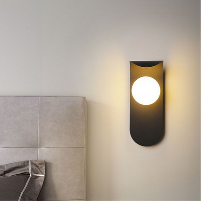 Scandinavian Mount Wall Light | Modern Nordic Curved Panel Sconce With A Softly Glowing Orb