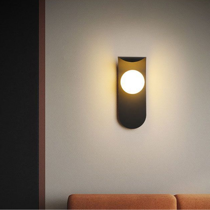 Scandinavian Mount Wall Light | Modern Nordic Curved Panel Sconce With A Softly Glowing Orb