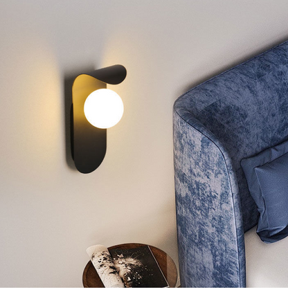 Scandinavian Mount Wall Light | Modern Nordic Curved Panel Sconce With A Softly Glowing Orb
