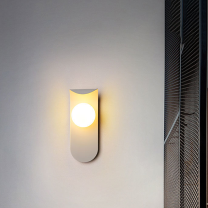 Scandinavian Mount Wall Light | Modern Nordic Curved Panel Sconce With A Softly Glowing Orb