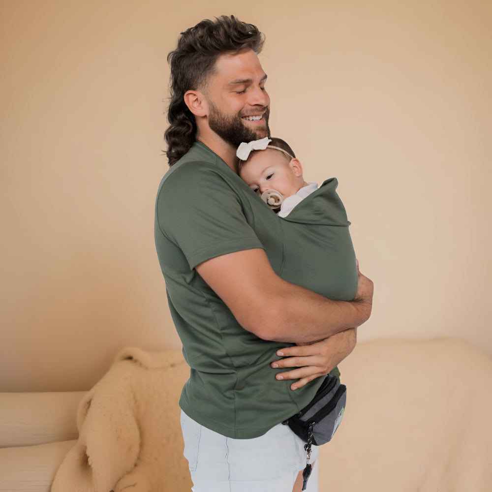 Hands Free Baby Carrier Tee | Shirt Style Wrap Carrier For Newborn and Infant Babywearing Use