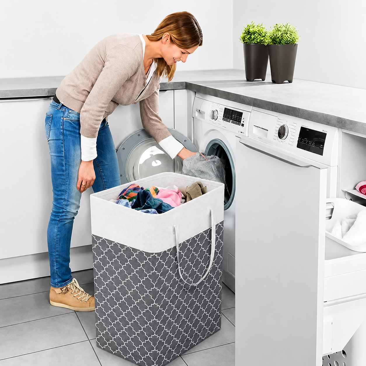 Havlin 75L Waterproof Laundry Basket | Foldable Fabric Hamper With Carry Handles For Bedrooms