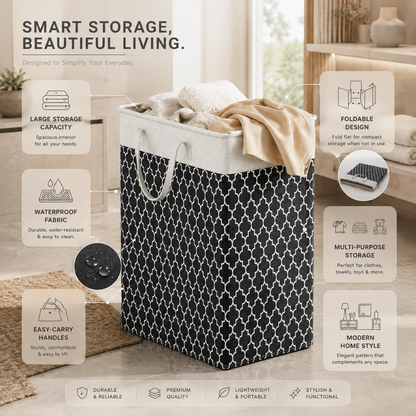 Havlin 75L Waterproof Laundry Basket | Foldable Fabric Hamper With Carry Handles For Bedrooms