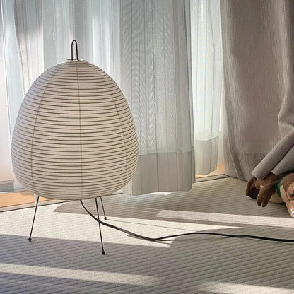 Japanese Rice Paper Table Lamp | Minimalist Zen Tripod Lamp With A Washi Style Paper Shade