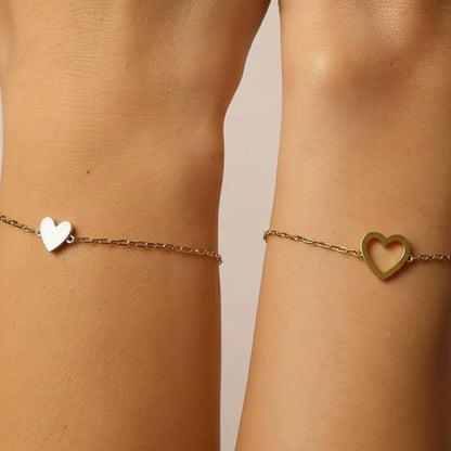 Matching Couple Heart Bracelet Set | Adjustable Chain Jewellery Gift For Partners and Friends