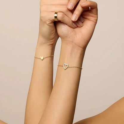 Matching Couple Heart Bracelet Set | Adjustable Chain Jewellery Gift For Partners and Friends