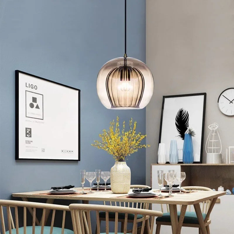 Modern Glass Pendant Light | Elegant Ambient Ceiling Lamp For Dining and Living Room Spaces