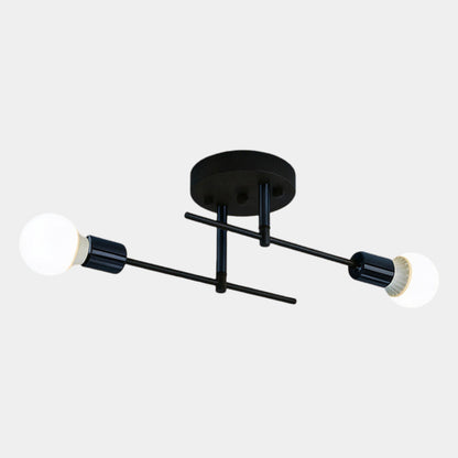 Modern 2 Light Ceiling Lamp | Black and Gold Flush Mount For Hallways, Bedrooms and Landings