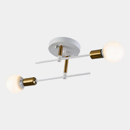 Modern 2 Light Ceiling Lamp | Black and Gold Flush Mount For Hallways, Bedrooms and Landings