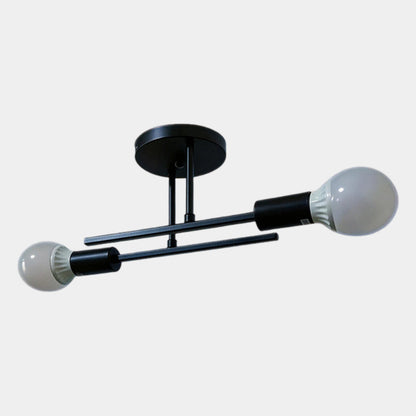 Modern 2 Light Ceiling Lamp | Black and Gold Flush Mount For Hallways, Bedrooms and Landings