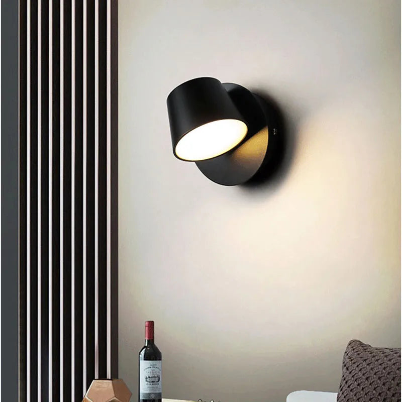 Rotatable LED Wall Lamp | Modern Adjustable Sconce In Black or White With Two Light Colours