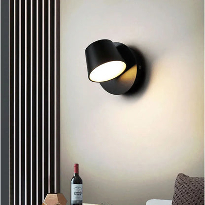 Rotatable LED Wall Lamp | Modern Adjustable Sconce In Black or White With Two Light Colours