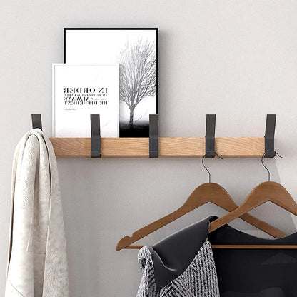 Nordic Wall Mounted Coat Rack | Adjustable Dual Hooks In A Black and Wood Finish For Halls