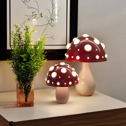 LED Mushroom Table Lamp | Modern Amanita Inspired Light For Bedsides, Desks and Bookshelves
