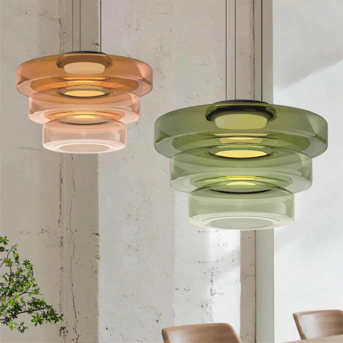 Glass Pendant Lamp | Bauhaus Style Hanging Light For Dining Rooms and Kitchen Island Counters