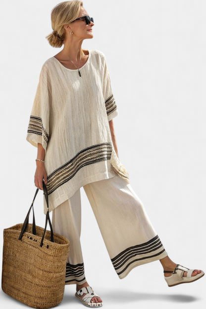 Anzaleira Oversized Striped Linen Co-ord Set