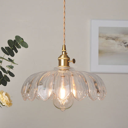 Vintage Flower Pendant Lamp | Coloured Glass Hanging Light For Dining Rooms and Kitchen Islands
