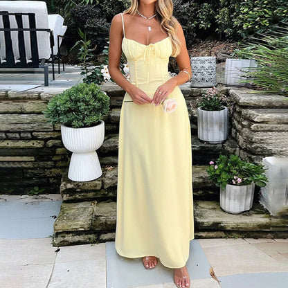 Sleeveless Maxi Dress with Ruched Bodice