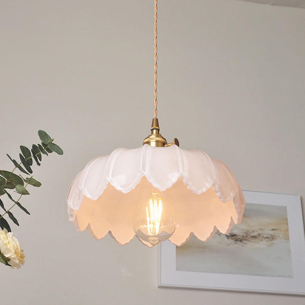 Vintage Flower Pendant Lamp | Coloured Glass Hanging Light For Dining Rooms and Kitchen Islands