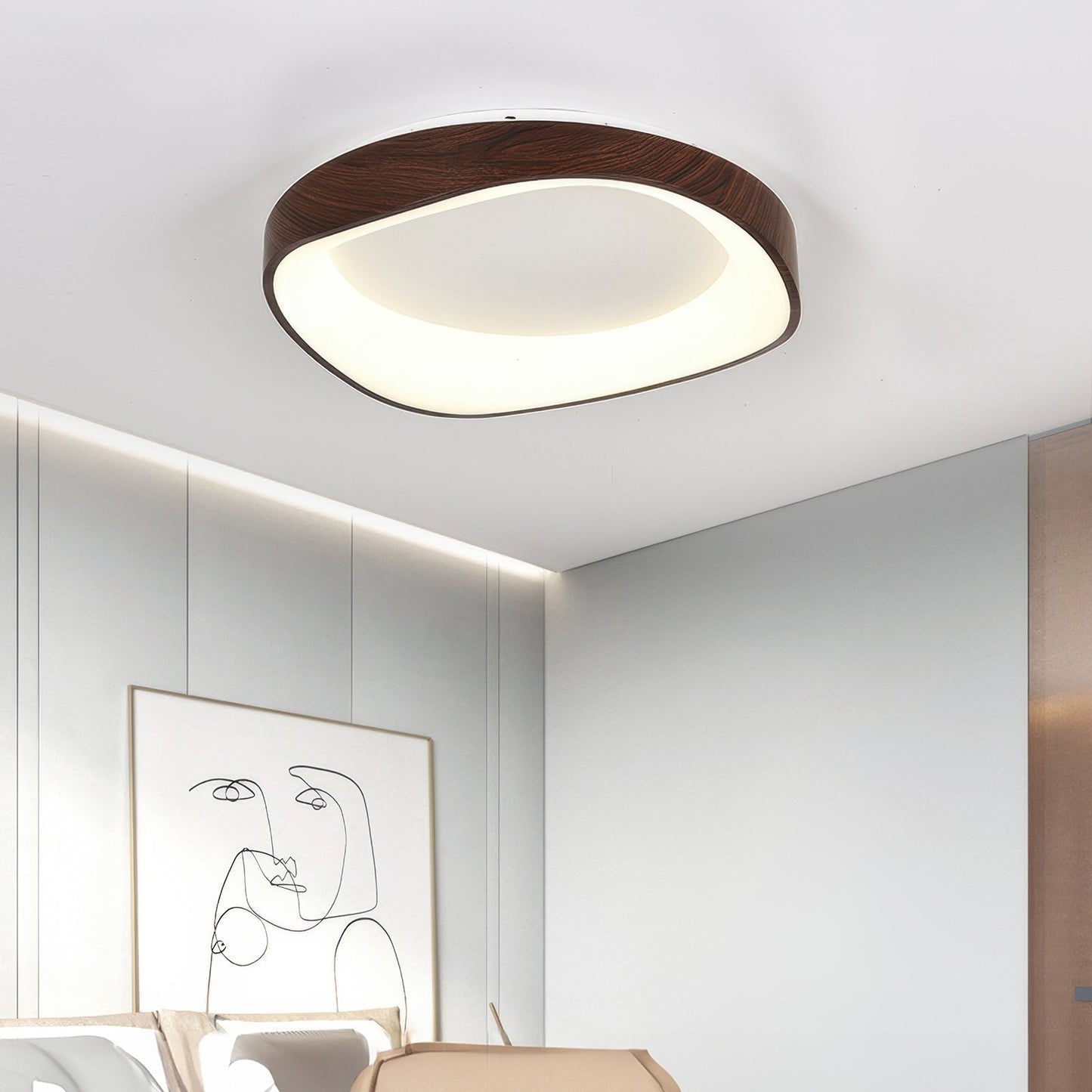 Nordic Artistic Wood Grain Ceiling Light | IP54 Rated LED In Four Finishes and Two Room Sizes