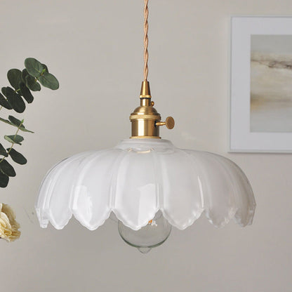 Vintage Flower Pendant Lamp | Coloured Glass Hanging Light For Dining Rooms and Kitchen Islands