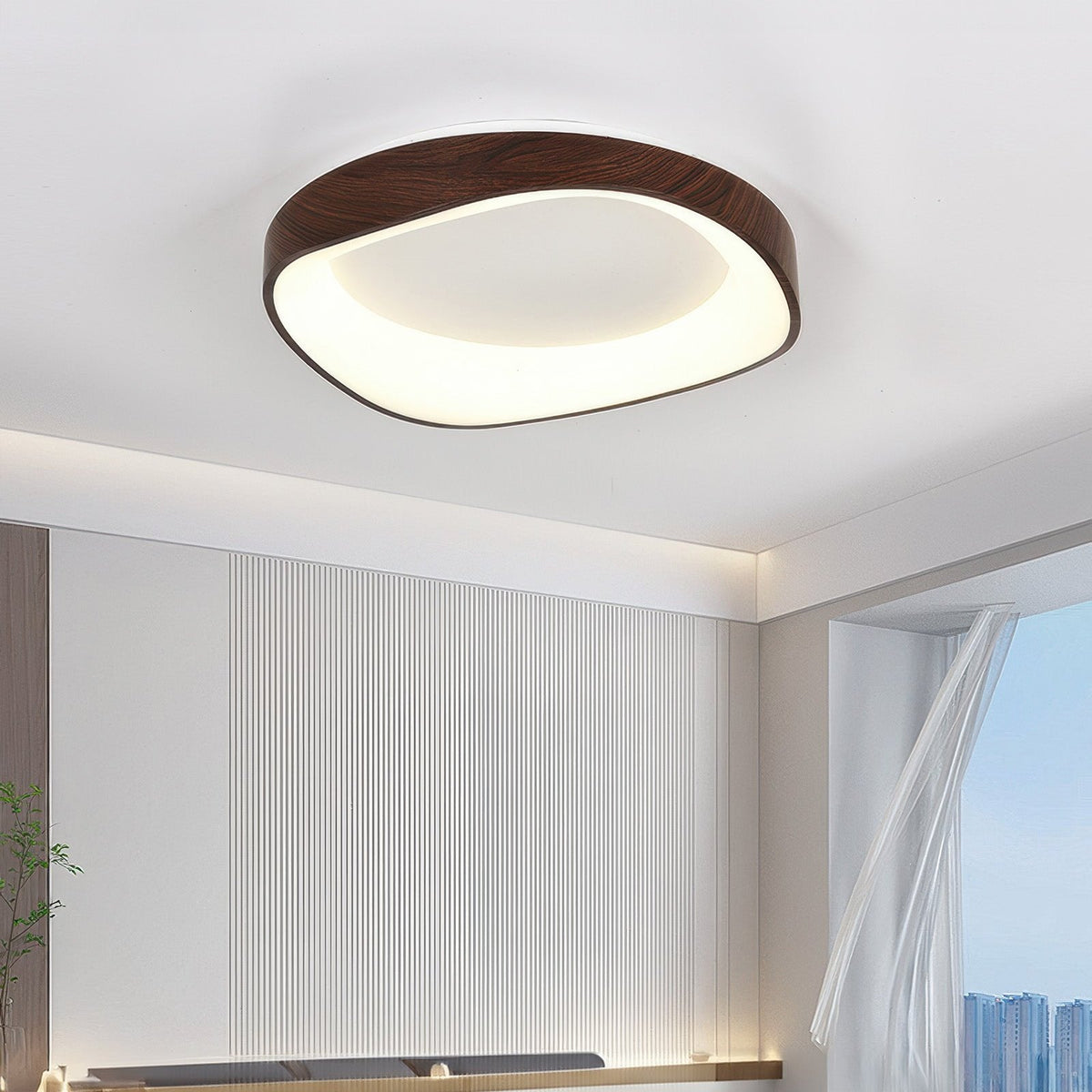 Nordic Artistic Wood Grain Ceiling Light | IP54 Rated LED In Four Finishes and Two Room Sizes