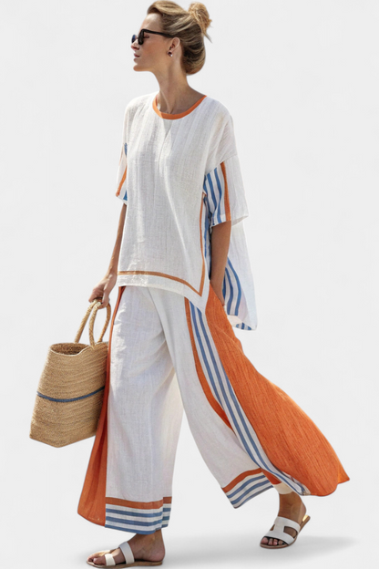 Anzaleira Oversized Striped Linen Co-ord Set
