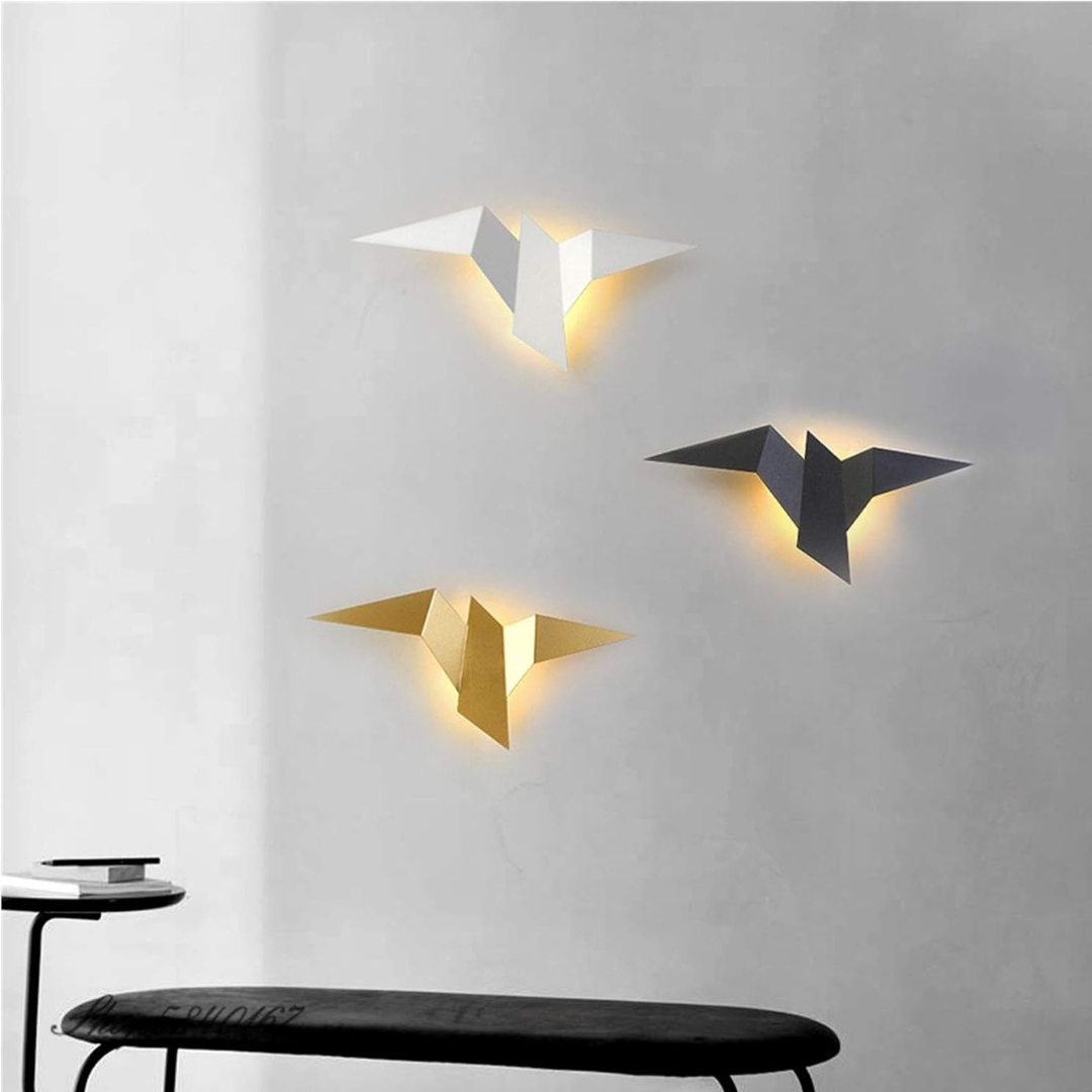 Origami Wall Lamp | Unique Modern Indoor LED Sconce In A Black, Gold or White Metal Finish
