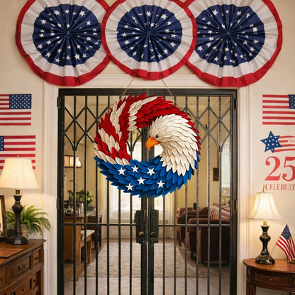 Veterans Memorial Eagle Wreath | Boxwood Wall Display For Front Doors and Remembrance Decor