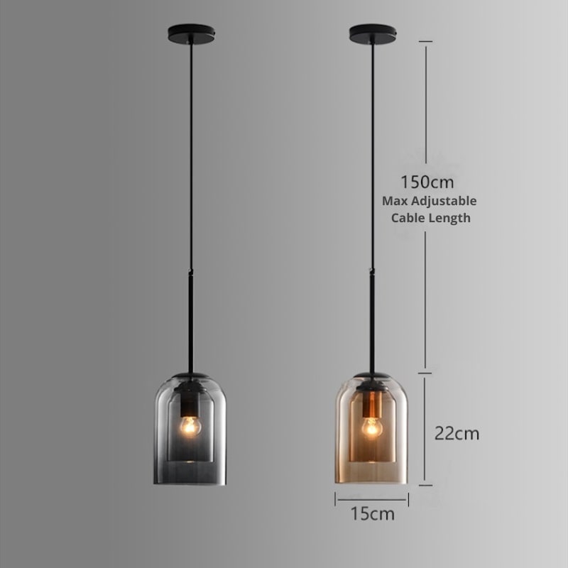 Duplume Mid Century Pendant Lamp | Double Glass Shade For Apartments and Dining Room Tables