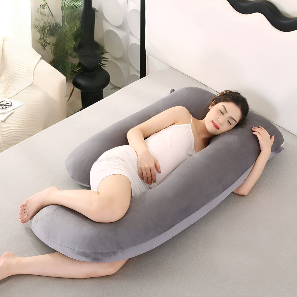 U Shaped Pregnancy Body Pillow | Full Length Support Cushion For Side Sleeping In Bed At Night