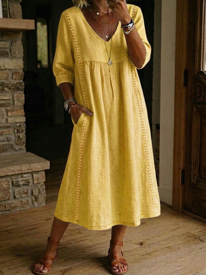 Renne Lace Trim Midi Dress