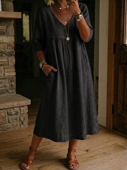 Renne Lace Trim Midi Dress