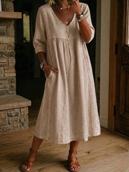 Renne Lace Trim Midi Dress