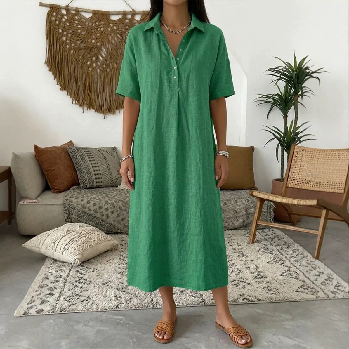Calise Linen Shirt Dress