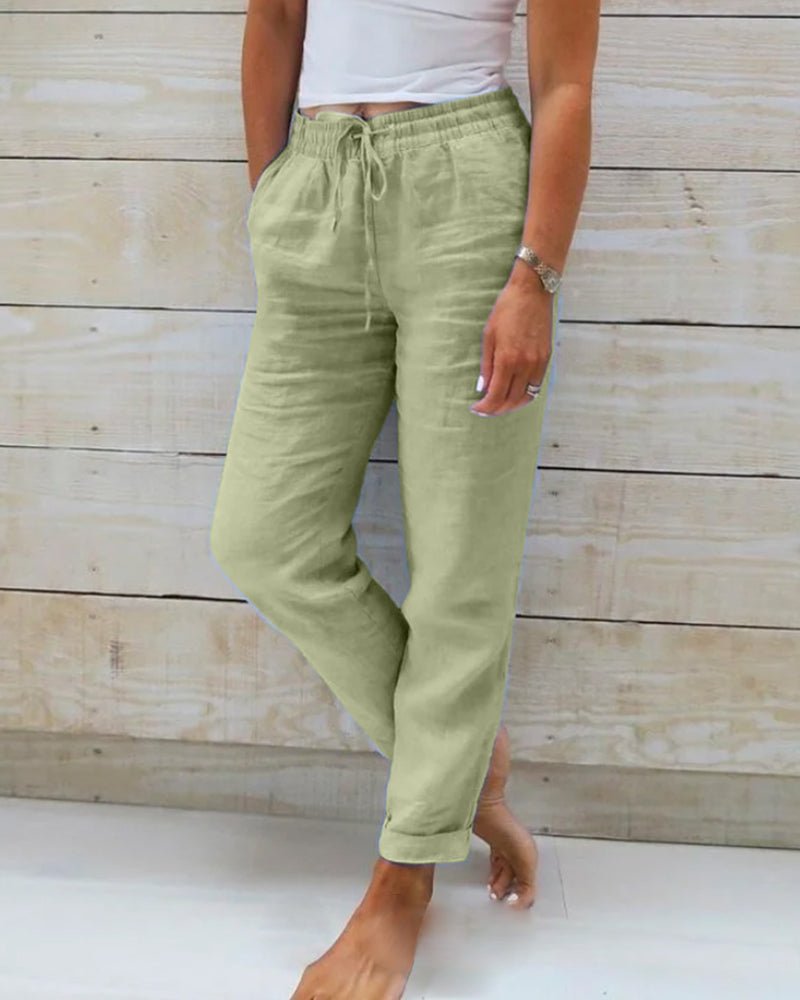 Davi Linen Straight Trousers