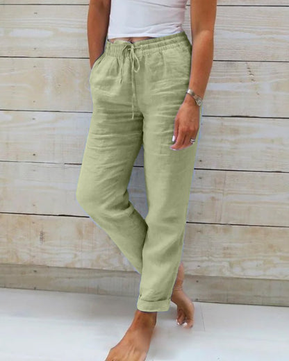 Davi Linen Straight Trousers