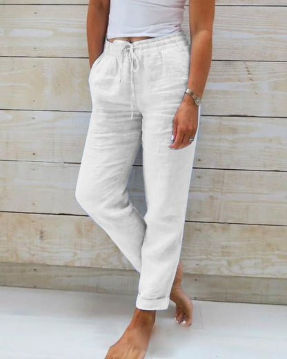 Davi Linen Straight Trousers